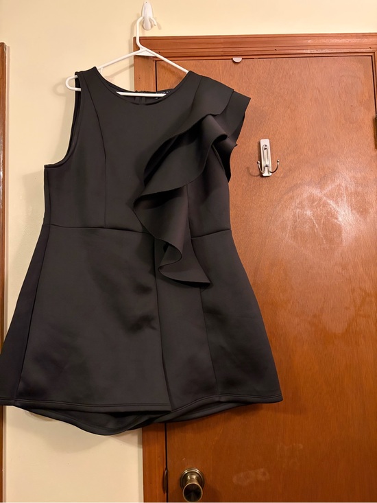 Fashion to Figure Pants - Fashion to Figure Black One-Shoulder Ruffle Mini Romper